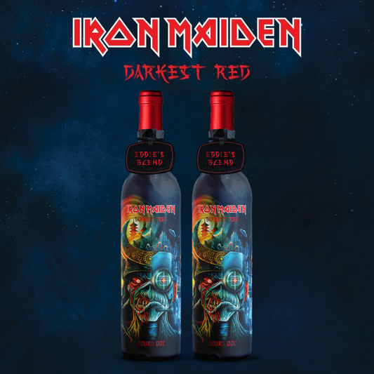 Two bottles of Iron Maiden Darkest Red Douro Wine (Eddie’s Blend) – 2x750ml bottles of dark, intense red wine approved by Eddie.
