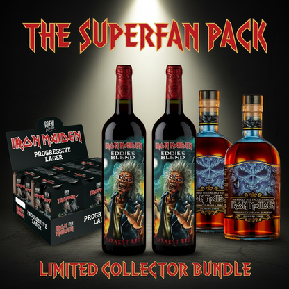 Iron Maiden The Superfan Pack – 24x Trooper Progressive Lager, 2x Darkest Red Wine, 2x Rum of the Ancient Mariner – Limited Collector Bundle.