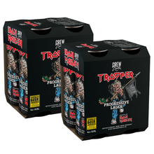 Lade das Bild in den Galerie-Viewer, Iron Maiden Trooper Progressive Lager 8-pack by Crew Republic, Run For Your Lives Tour Edition 2025, 8x500ml cans in black World Beer Award-winning packaging.
