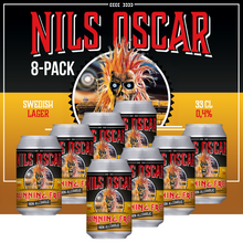 Cargue la imagen en el visor de la galería, Cans of Trooper Running Free non-alcoholic Swedish lager by Nils Oscar, featuring Iron Maiden’s Eddie artwork, bold red and black branding, and a non-alcoholic label.
