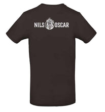 Lade das Bild in den Galerie-Viewer, Back view of Iron Maiden Trooper Running Free T-shirt by Nils Oscar, featuring the Nils Oscar logo across the upper back.
