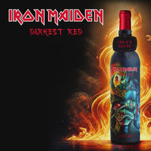Carga y reproducción de vídeos en el visor de la galería, Promotional video featuring Iron Maiden Darkest Red wine, Eddie’s Blend, with a fiery background and the iconic Iron Maiden logo.
